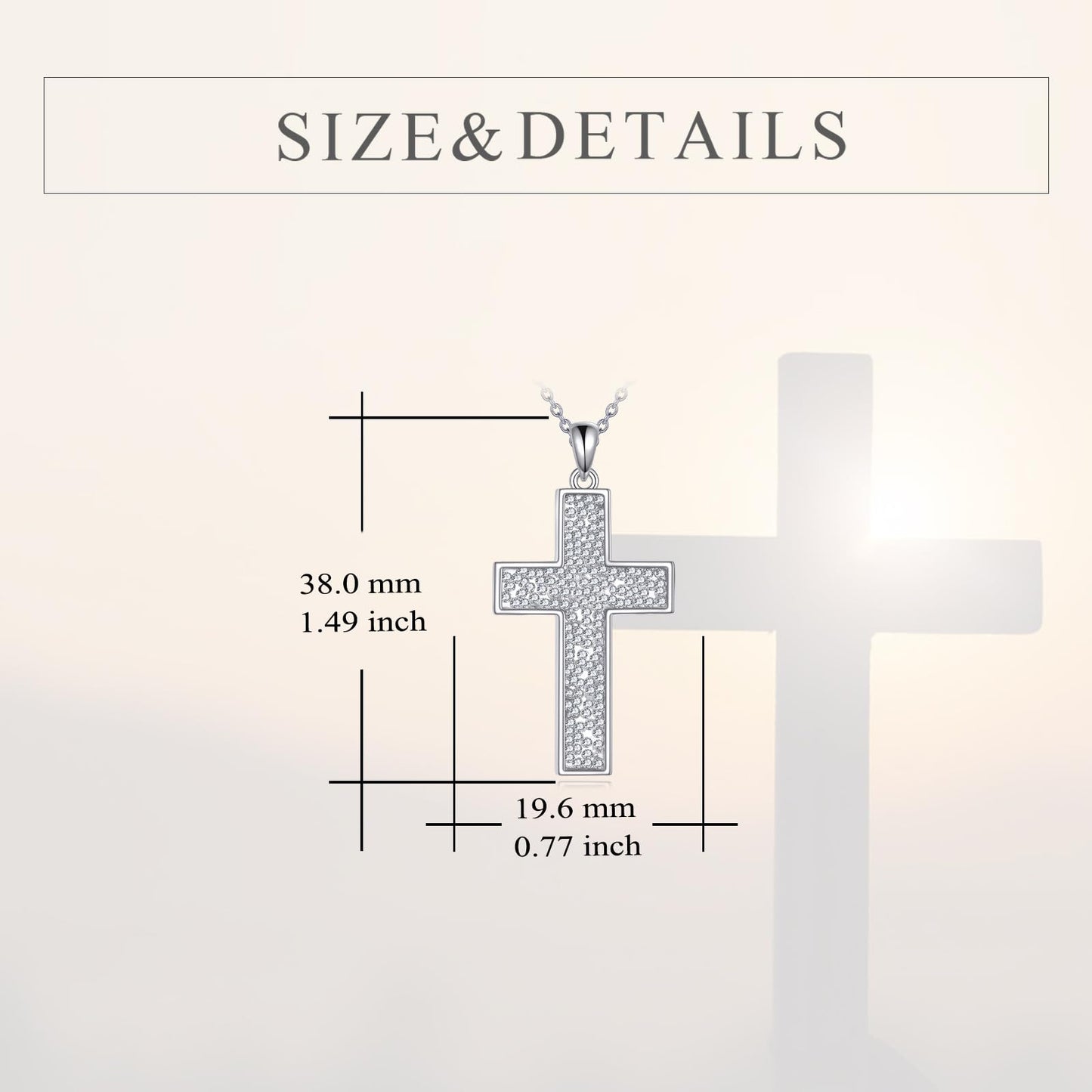 YFN Cross Necklace Sterling Silver Cubic Zirconia Cross Pendant Religious Jewelry Gifts for Women Men