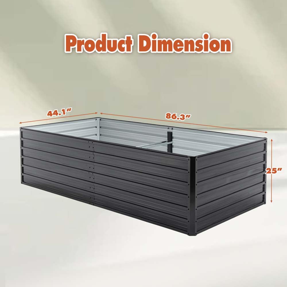 Ningering Metal Raised Garden Bed 8x4x2 FT, Outdoor 2 Pcs Galvanized Planter Boxes Set with 4 Reinforced Bars,Rectangle Vegetable & Flower Beds for Herbs, Fruits, Planting (8x4x2 FT)