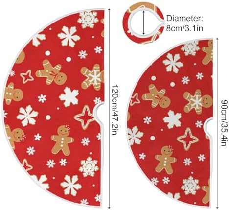 Pfrewn Gingerbread Man Snow Christmas Cookie Christmas Tree Skirt 48" Farmhouse Winter Mini Xmas Tree Skirts Mat for Welcome Holiday Party Supplies Rustic Ornaments Indoor Home Decor