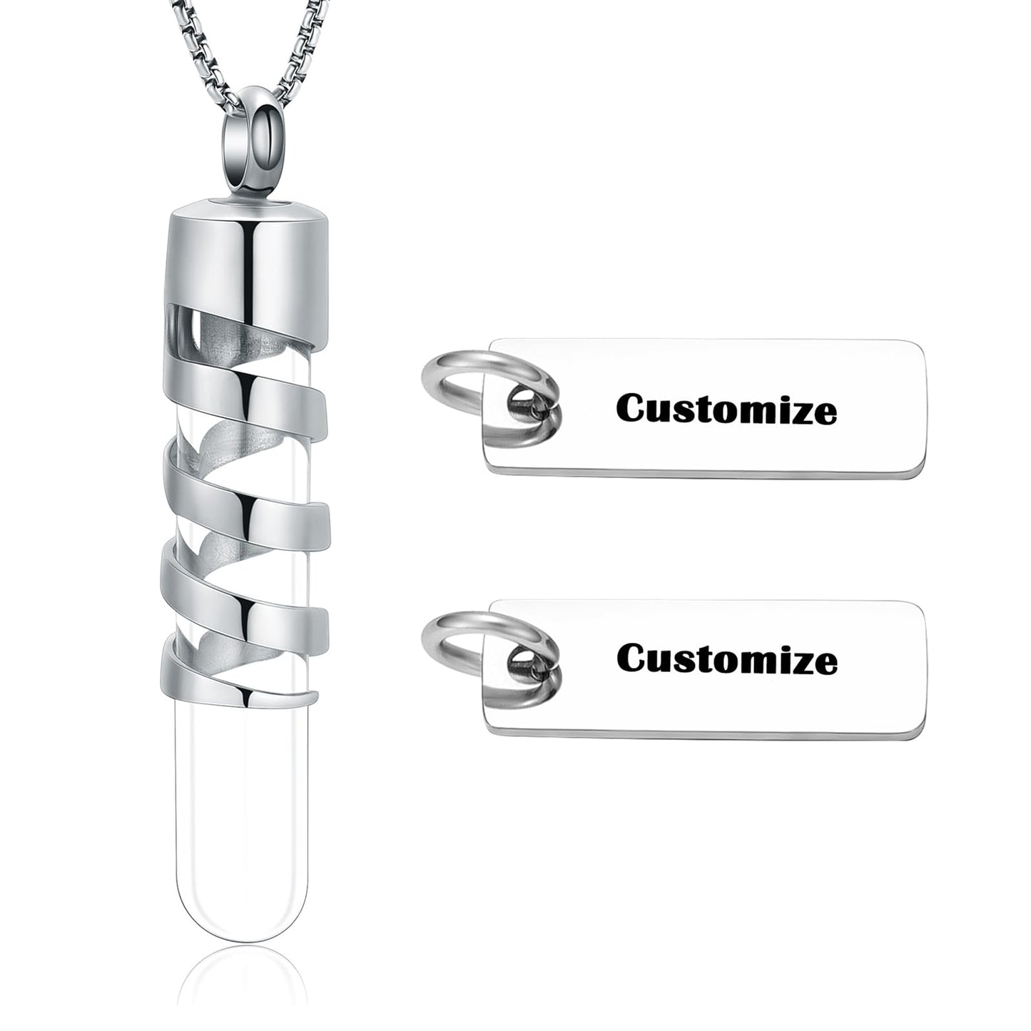Oinsi Clear Glass Tube Cremation Urn Jewelry Ashes Holder Necklace Keepsake Memorial Pendant Including Box/Fill Kits
