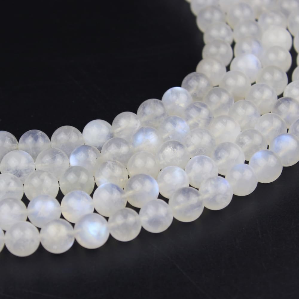 MJDCB Natural Round Stone Beads 6mm Blue Moonstone Loose Gemstone Beads for Jewelry Making Bracelet Necklace 60pcs