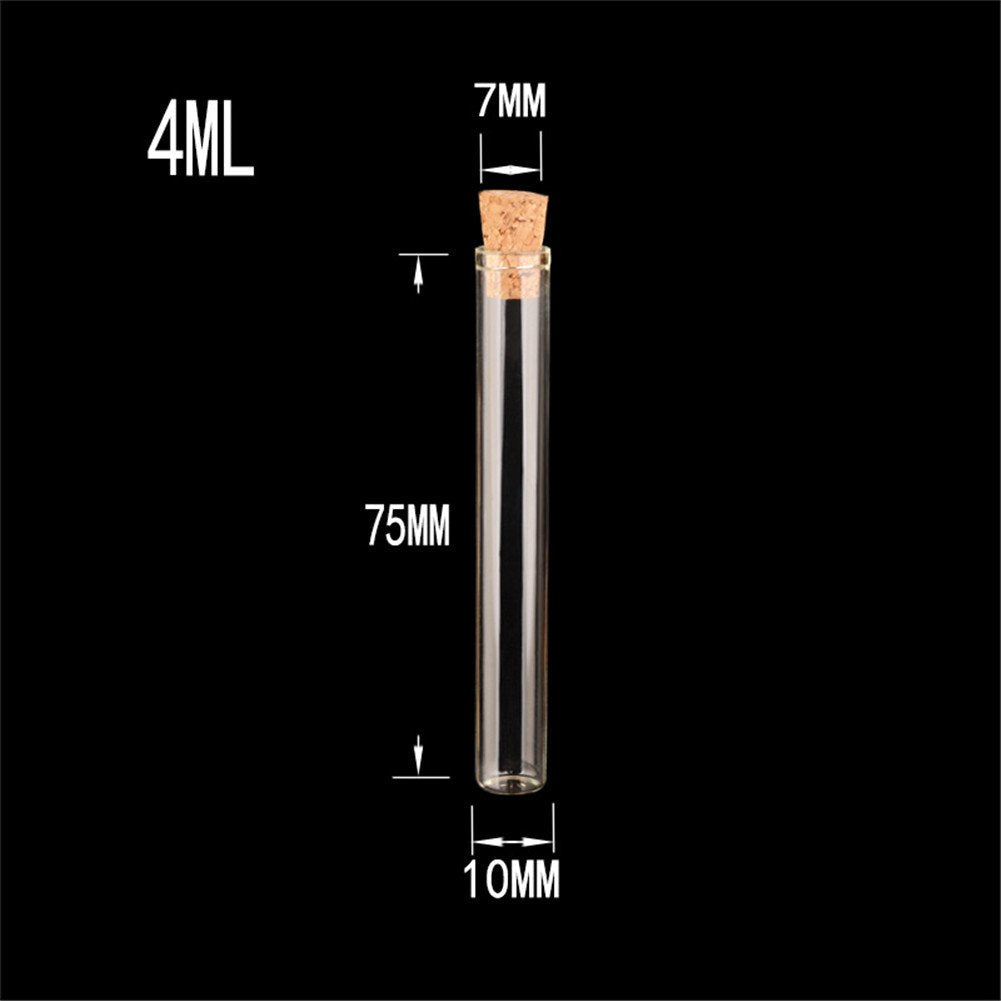 TAI DIAN Mini 4ml Small Glass Vials Jars Test Tube With Cork Stopper Empty Glass Transparent Mason Jars Bottles 100pcs(10x75mm-shiguan)