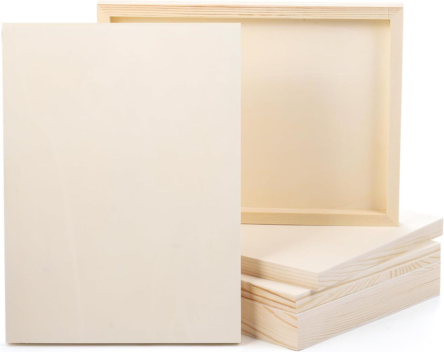 Frcctre 6 Pack 9 x 12 Inch Wood Canvas Panels, Unfinished Wooden Canvas Boards Wood Cradled Painting Panel Boards for Pouring, Art, DIY Crafts, Burning