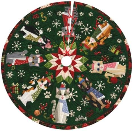 Christmas Cat Christmas Tree Skirt Xmas Tree Skirt, Winter Christmas Tree Mat for Home Party Holiday Indoor Outdoor Decorations