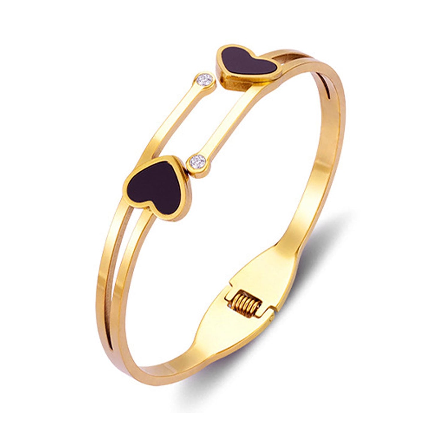 Vbvbip 18K Gold Plated 316L Stainless Steel Bangle Bracelet Collection - 12 Unique Designs + Matching Diamond-Accent Titanium Steel Chain, Gift for Women