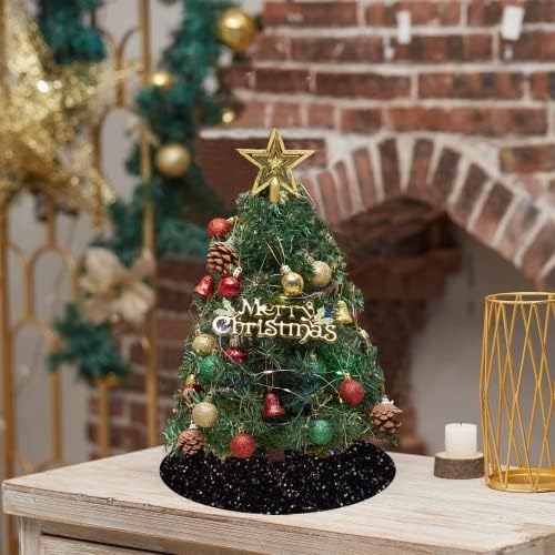 FUHSY Black Christmas Tree Skirt 21 Inch Sequin Tree Skirt Velvet Tree Skirts Small Tree Cover Mat Thick Fabric Tree Cover Skirt Pencil Xmas Skirt Tree Shimmer Halloween Tree Skirts for Home Ornaments