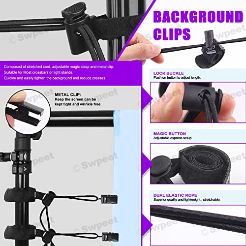 Swpeet 22Pcs Photography Backdrop Clips Clamps Assorments Kit, 10Pcs Curtain Rings with Clips, 6Pcs Backdrop Spring Clamps and 6Pcs Leather Background Clips Holder - size: NO.1 Backdrop Clips Clamps