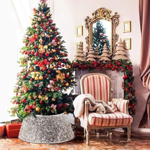 Christmas Tree Collar，Stand Up Tree Skirt，Christmas Tree Ring，Decorative Tree Base Cover for Christmas Decoration in Supermarkets, Hotels, Storefronts, Homes, and Other Places (Round Gold)