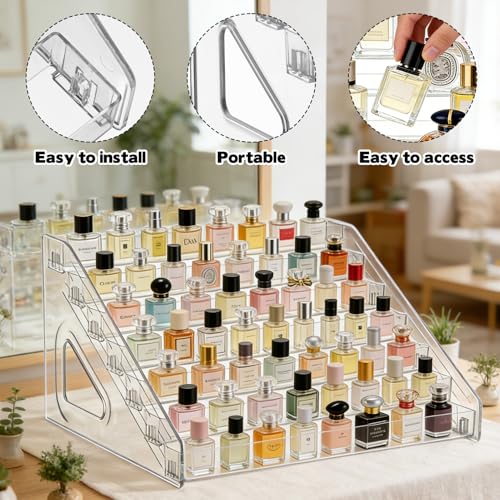 2 Pack 7 Tier Perfume Organizer Stand, Versatile Acrylic Perfume Organizer Holder Display Stand Storage Tray for Figures Makeup Nail Polish Graded Cards Organization