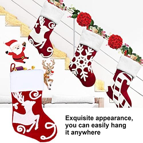 Christmas Stockings, Cute Christmas Stocking Christmas Tree Ornament Gift Bag, Christmas Fireplace Pendant, for Family Xmas Tree Party Holiday Decoration Gift (Deer)