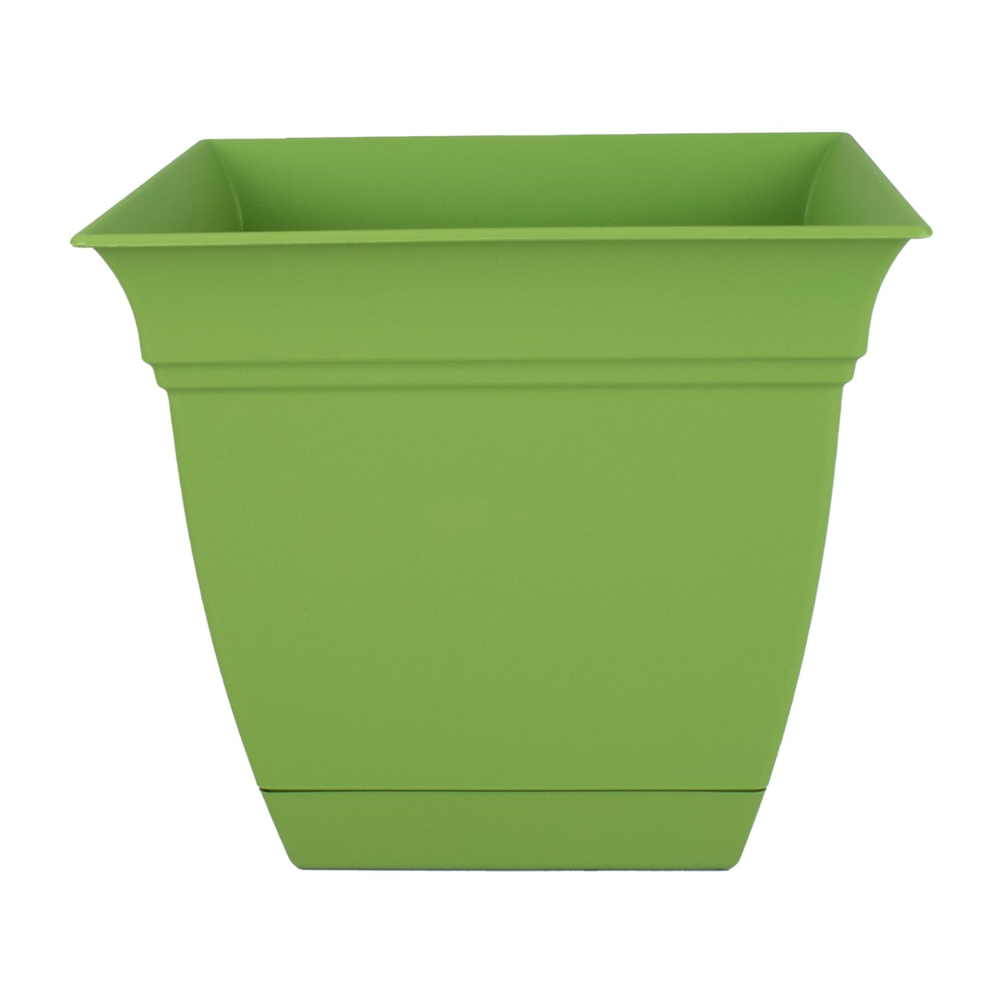 The HC Companies Eclipse Square Plastic Planter w/Attached Saucer - Outdoor & Indoor Plant Pot with Drainage Holes - Lightweight, UV-Resistant Plastic Pots for Plants (6" Peridot Green, Pack of 1)