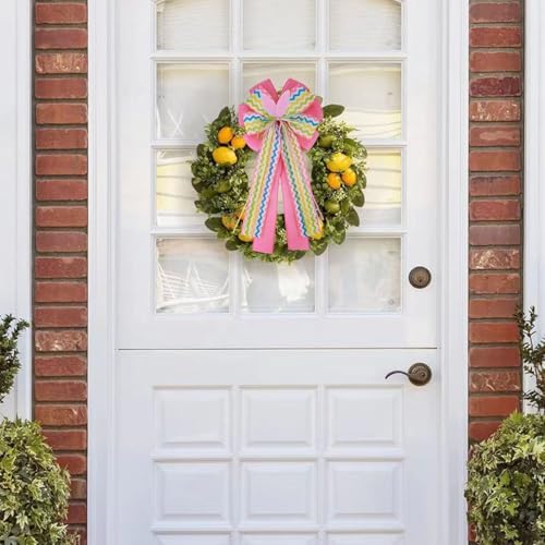 Meseey Large Easter Burlap Bow 20 x 10 Inch Wreaths Spring Bunny Rabbit Bows for Gift Wrapping Tree Topper Front Door Party Home Decorations (Bunny Bow)