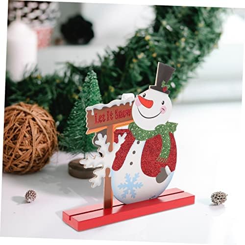 1pc Christmas Wooden Table Ornament Creative Snowman Design for Home Office and Party Decoration Friends and Boys and Girls Cartoon Desk Decoration for Festive Atmosphere