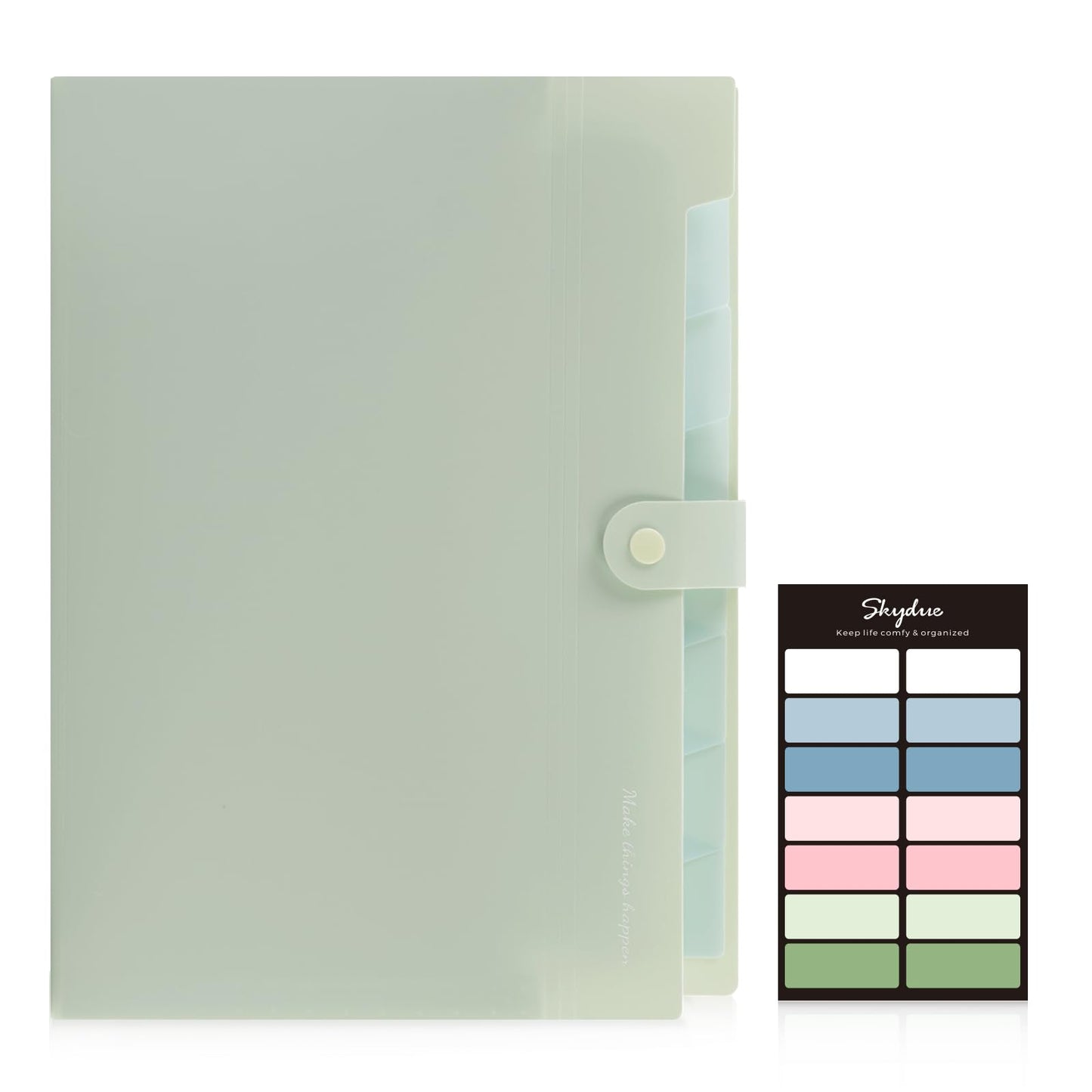 SKYDUE Expanding File Organizer with 8 Pockets, Accordion File Folders with Labels, Portable Document Paper Bill Receipt Organizer, Home College School Office Supplies, Letter Size,Light Green