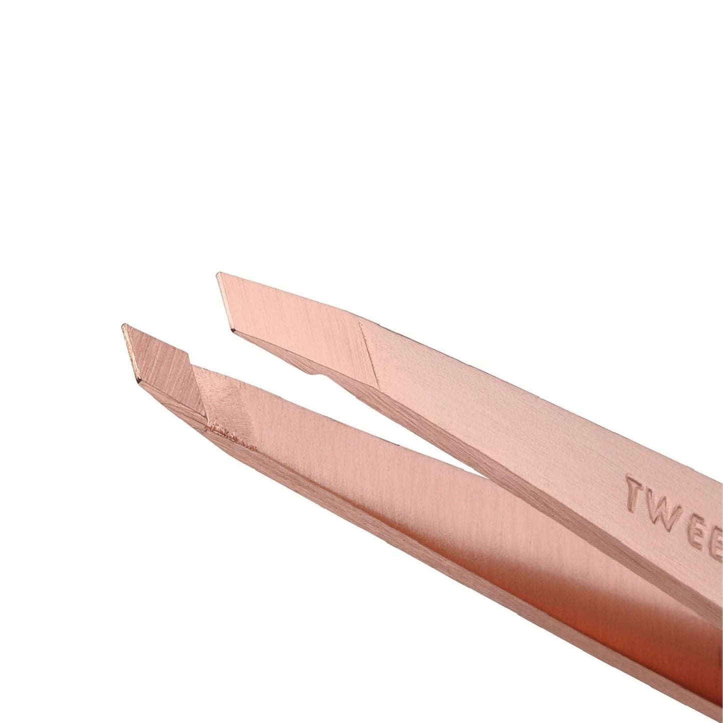 Tweezerman Rose Gold Petite Point and Slant Tweezer Set with Travel Case - Eyebrows for Women and Men