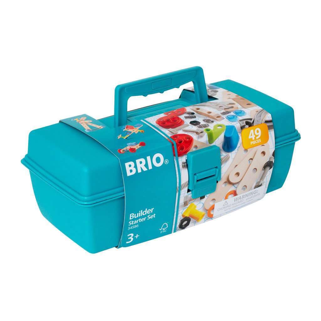BRIO Builder Starter Set 34586 - Comprehensive 49 Piece STEM Building Set - Enhanced with Wood and Plastic Pieces - Ideal Learning Toy for Kids Aged 3 and Up - MESH Accredited