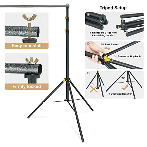 LINCO Lincostore Backdrop Support Stand Kit 10x6.5ft Adjustable Photography Studio Photo Background Support System with Carrying Bag for Green Screen Muslin, 4171 - size: 10ft wide 6.5ft high