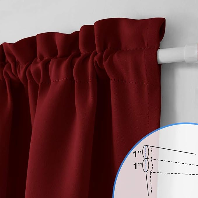 NICETOWN Sidelight Door Curtains - Thermal Insulated Blackout Window Curtains for French Front Small Shade for Side Patio Glass Christmas Door, Burgundy Red, W12 x L72 inch, 1 Panel