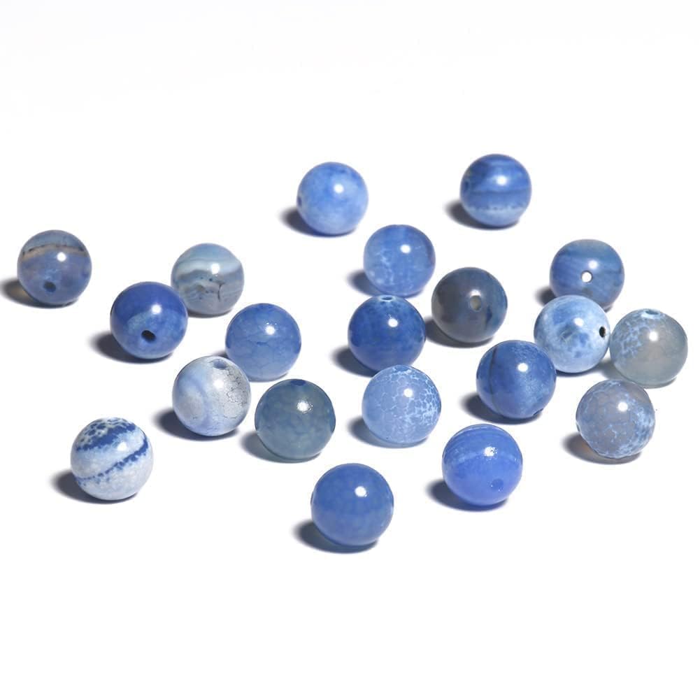Yochus 45pcs Blue Fire Agate Stone Beads，8mm Healing Power Natural Stone Round Loose Beads for Jewelry Making Earring Necklace DIY Crafts