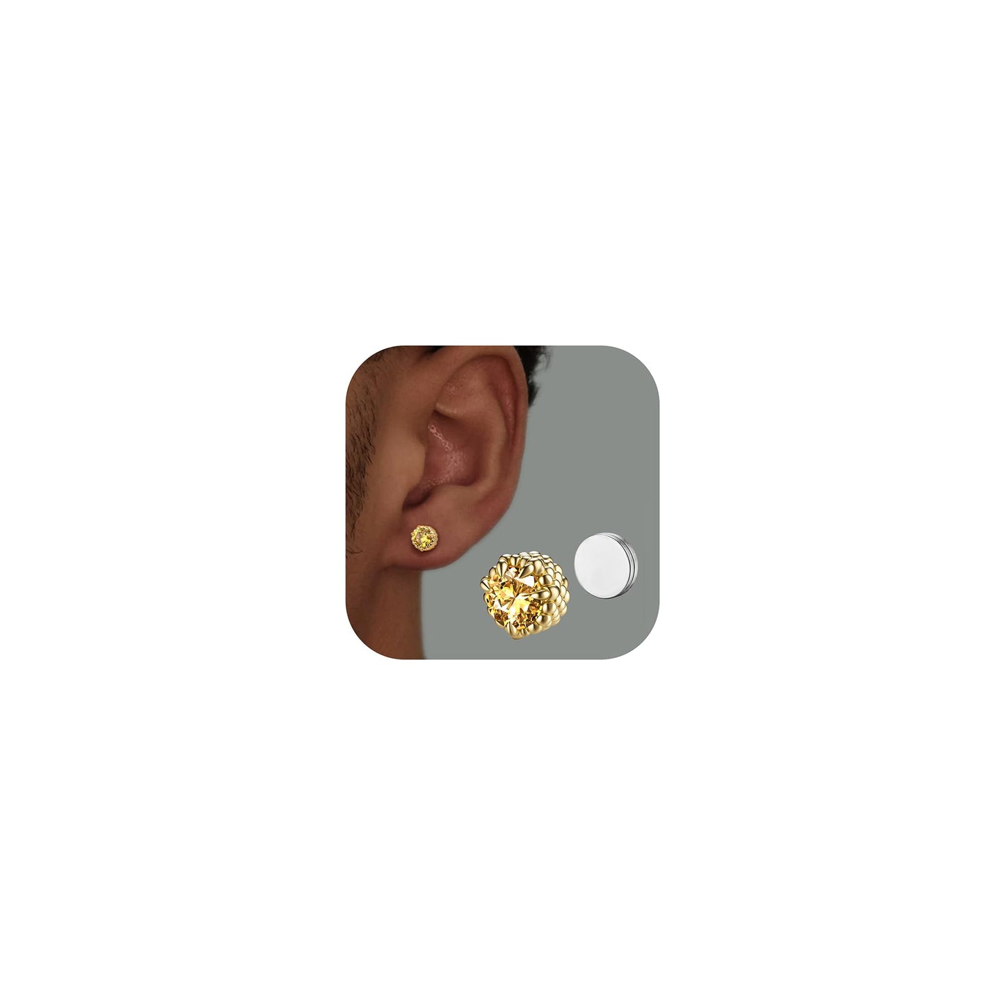 GEMQUEEN Magnetic Earrings for Men Women - 5A Shiny CZ Dragon Claw Punk Hypoallergenic Stainless Steel Non Piercing Clip on Fake Earrings Studs 6.5MM Not Easy to Fall