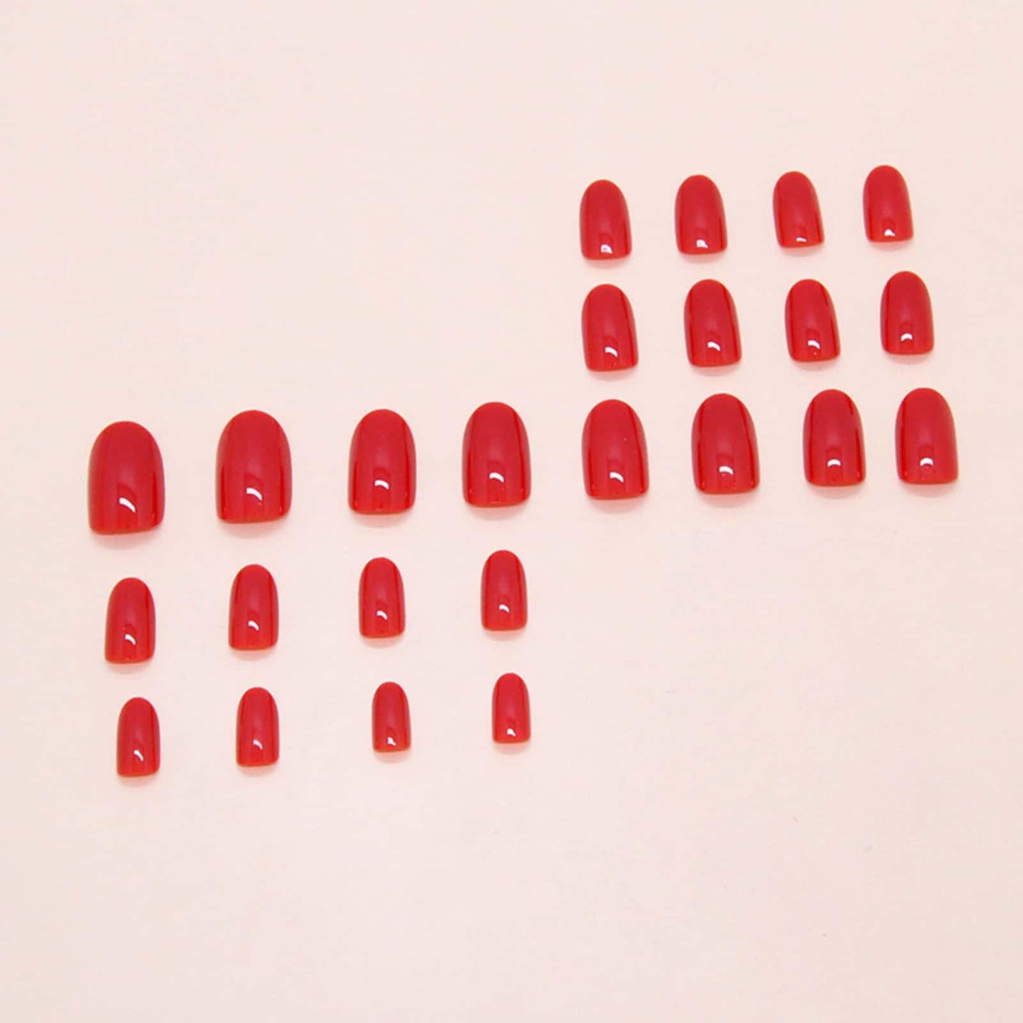 Red Press on Nails Almond Medium Fake Nails Solid Color Designs Glue on Nails Full Cover Red Glossy False Nail Removable Stick on Nail for Women 24 Pcs