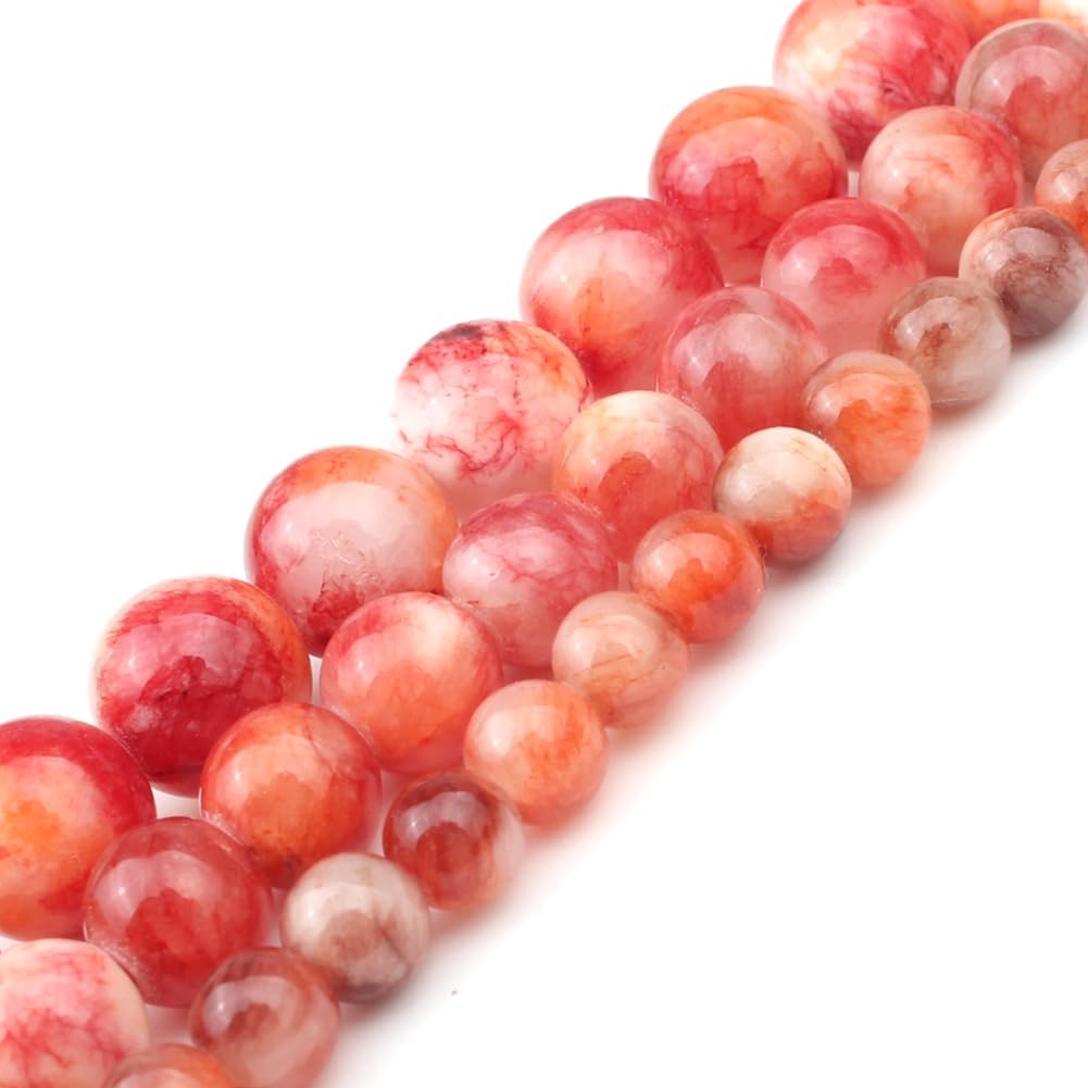 Yochus 60pcs 6mm Red Persian Jade Energy Healing Round Bulk Gemstone Beads for Jewelry Making Bracelet Necklace Earring DIY
