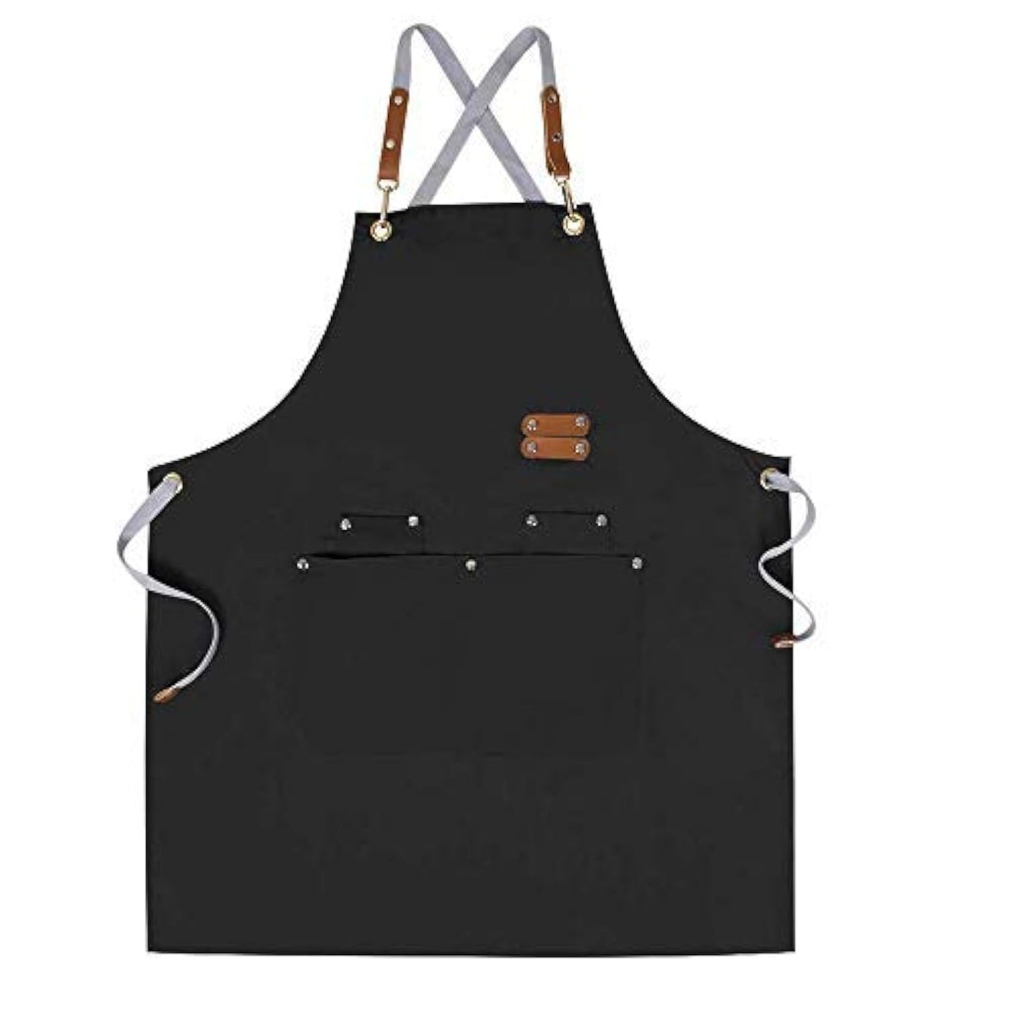 Mignongirl Chef Apron-Cross Back Apron for Men Women with Adjustable Straps and Large Pockets,Canvas,M-XXL,Black