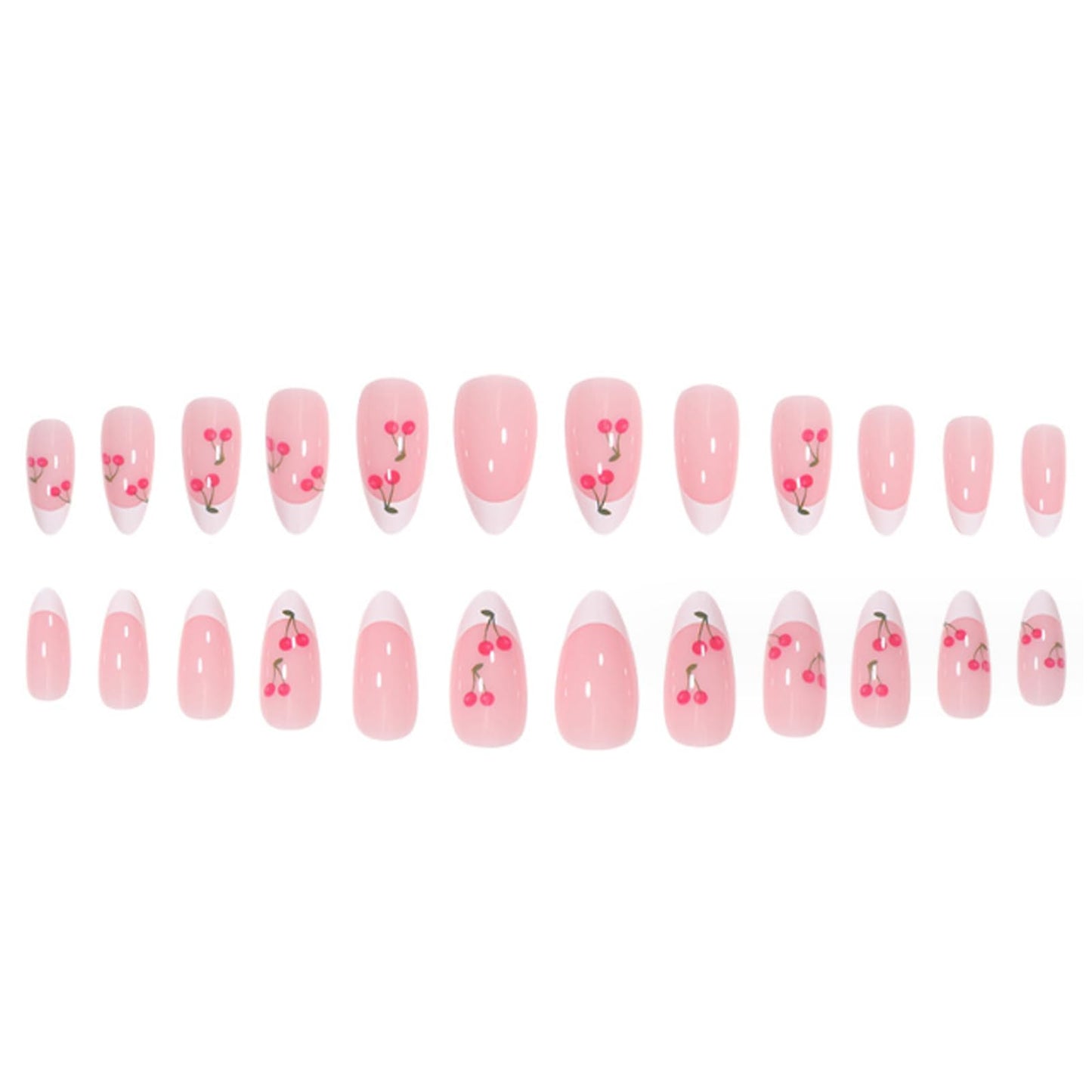 DANMANR Almond Press on Nails Medium Fake Acrylic Nails Tips Full Cover Cute French False Nails for Women and Girls24PCS