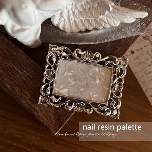 Nail Art Plate, 2 Pcs Nail Mixing Palette Polish Color Mixing Plate Nail Holder Nail Art Display Board, Nail Art Display Tools Photography Props(Sliver) - color: Silver/Two Pieces