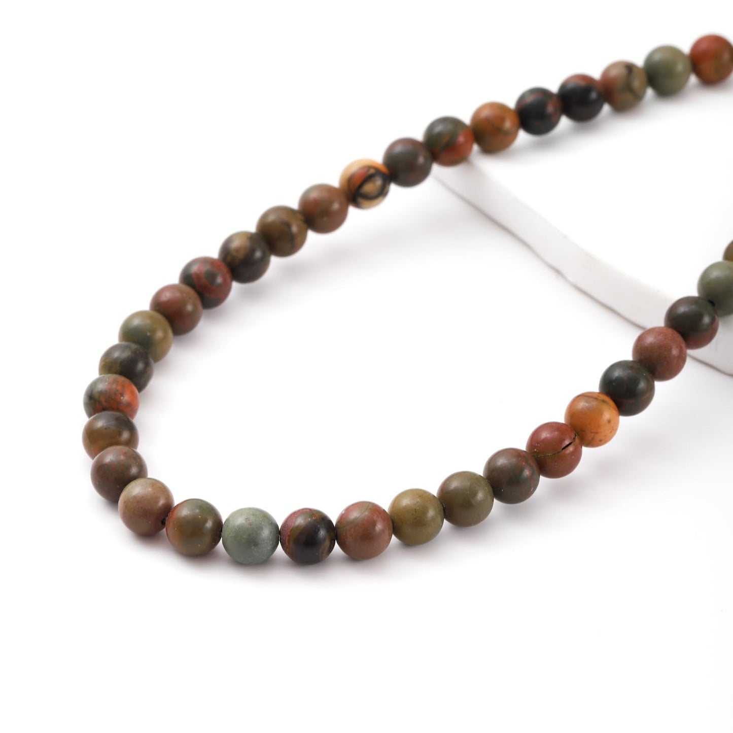 8mm 45pcs DIY Natural Picasso Stone Beads Round Healing Crystal Gemstone Loose Beads for Jewelry Making Handmade Bracelet Necklace