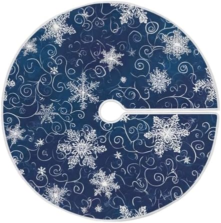 Christmas Tree Skirt 36 inch Xmas Tree Skirts White Snowflakes Ice Blue R Winter Holiday Party Tree Mat Decor for Merry Christmas Indoor Outdoor Decoration