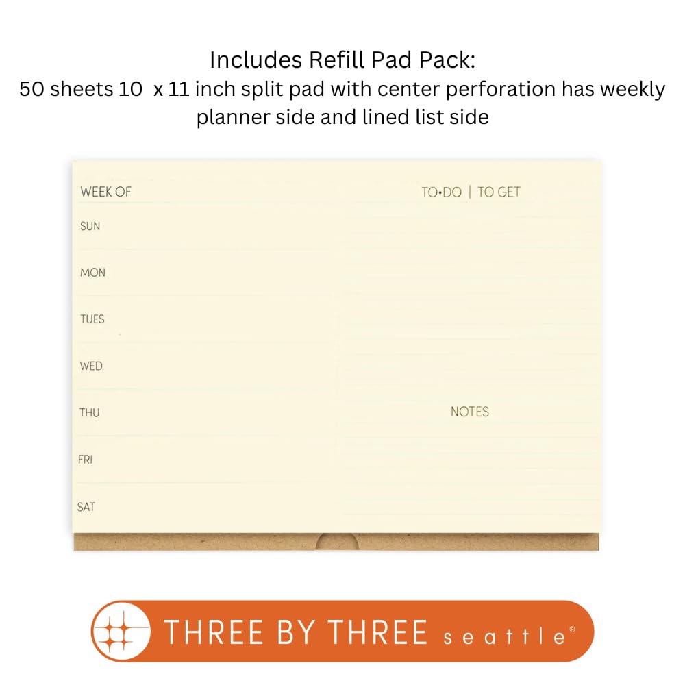 Three by Three Seattle jOTBLOCK Stay Organized On the Go with Our Portable Planner Set: Recycled Felt Case, Adjustable Stand, and Dual-Purpose Split Pad, Includes Additional Pad Refill 50 Sheets