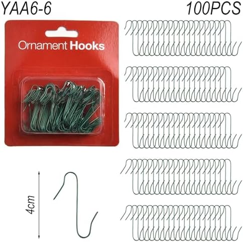 100PCS Christmas Tree Hooks Metal S-Shaped Ornament Hangers for Bauble Hanging Decoration Wires Green Gold Silver 4cm(Green)