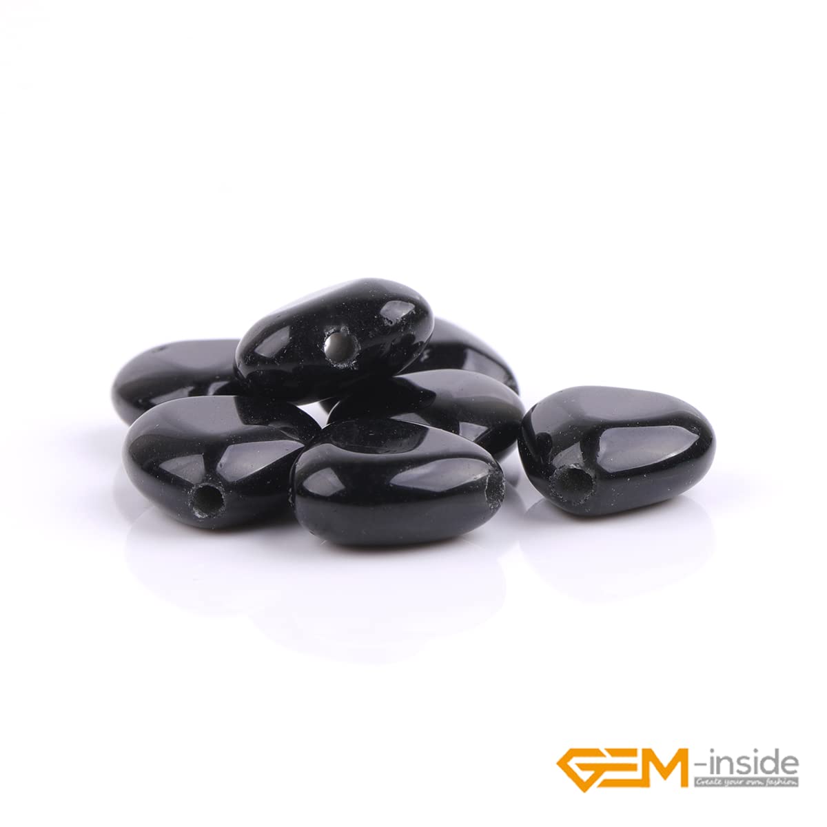 GEM-Inside 10mm Heart Charms Natural Black Obsidian Jasper Gemstone Stone Beads for Jewelry Making Full 15" Strand Power Energy Healing Chakra Stone Beads