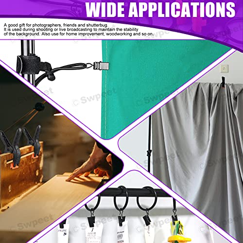 Swpeet 22Pcs Photography Backdrop Clips Clamps Assorments Kit, 10Pcs Curtain Rings with Clips, 6Pcs Backdrop Spring Clamps and 6Pcs Leather Background Clips Holder - size: NO.1 Backdrop Clips Clamps