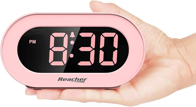 REACHER Pink Dimmable Digital Alarm Clock for Girls Bedrooms