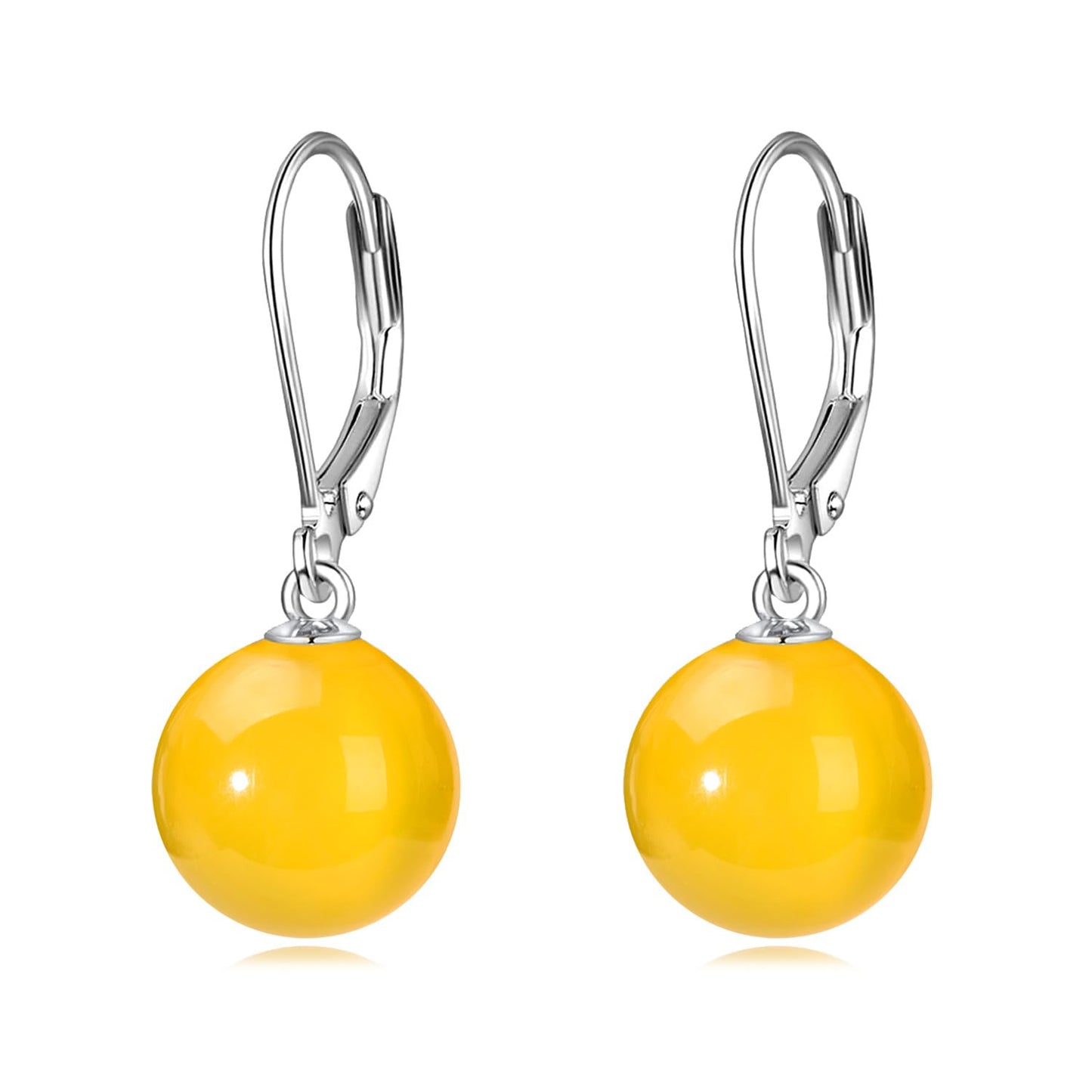 925 Sterling Silver Yellow Agate Leverback Earrings Dangle Drop Jewelry Gifts for Women (Yellow Agate)