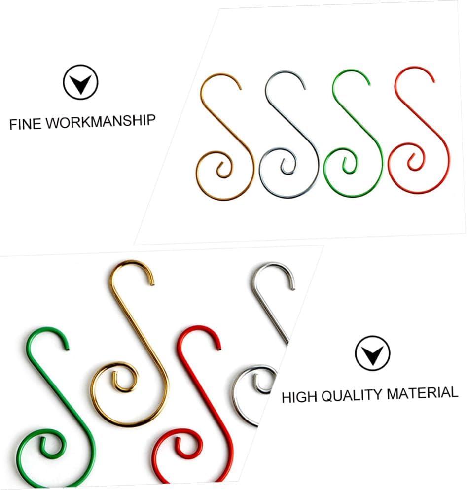 KOMBIUDA 100pcs Metal Hooks for Christmas Decorations Ornament Hangers for Tree Stockings and Home Decor for Cafe and Use
