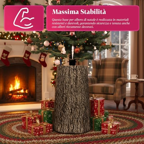 Natural Trunk Base for Christmas Trees, 33 x 27 x H41 + 5 cm, Adapted to Different Types of Trees, Ideal for Any Decor and to Make Your Christmas Decorations Unique