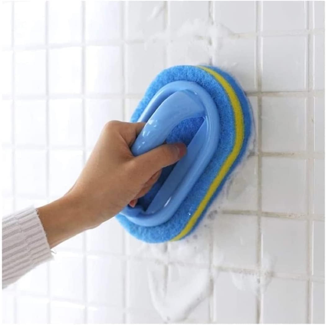KOKSI 2-Piece Cleaning Brush for Bathroom Kitchen Bathtub Toilet Cleaner All Purpose Shower Sponge Scrubbing Brush with Ergonomic Handle
