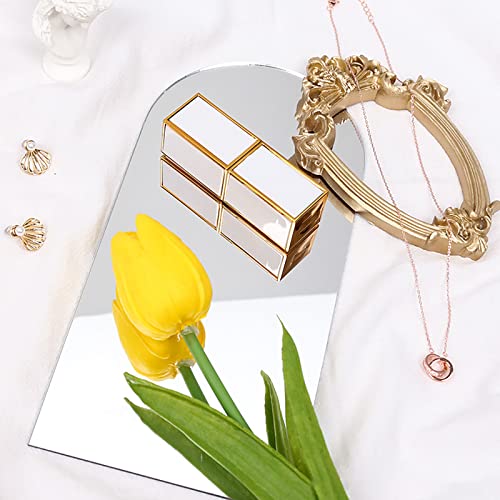 4PCS Geometric Mirror Photo Props Set, Acrylic Mirror Reflection Board Photography Background Props for Goods, Crafts, Lipstick, Jewelry, Cosmetics, Makeup Tools, Food - color: Clear