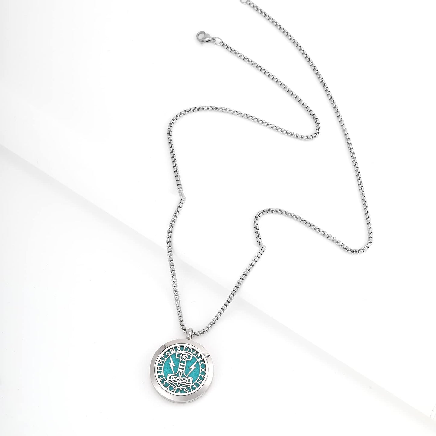 Essential Oil Diffuser Viking Necklace - Stainless Steel Locket- Best for Aromatherapy-Perfume, Fragrance, Scent Diffusers for Women and Girls (Viking Thor's Hammer)