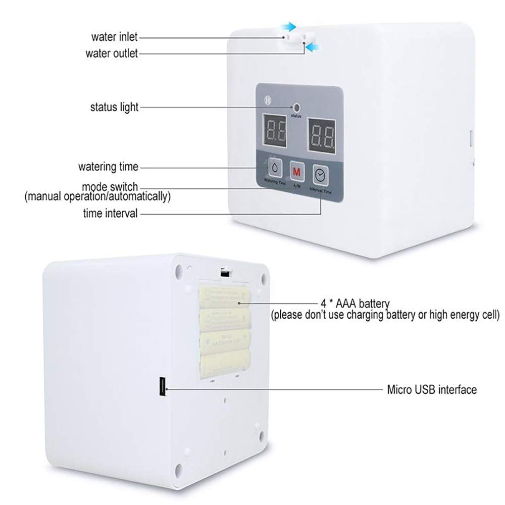 TopHomer Automatic Irrigation System Indoor Plants Automatic Watering System LCD Display Auto Water Timer Supported 10-15 Pots for Pot Plants, Hanging Basket, Flower Beds