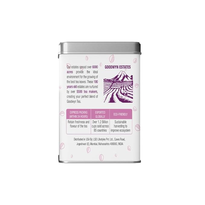 Goodwyn Jasmine Green Tea Loose Leaf –50 Cups (100g / 3.5 oz) | Herbal Jasmine Flower Infused Green Tea | Delicate Floral Aroma, Low Caffeine, Sugar-Free | Premium Reusable Tin Perfect for Gifting, Indian Origin Chai