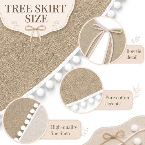 Syhood 72 Inch Extra Large Christmas Tree Skirt Linen Burlap Tree Skirt