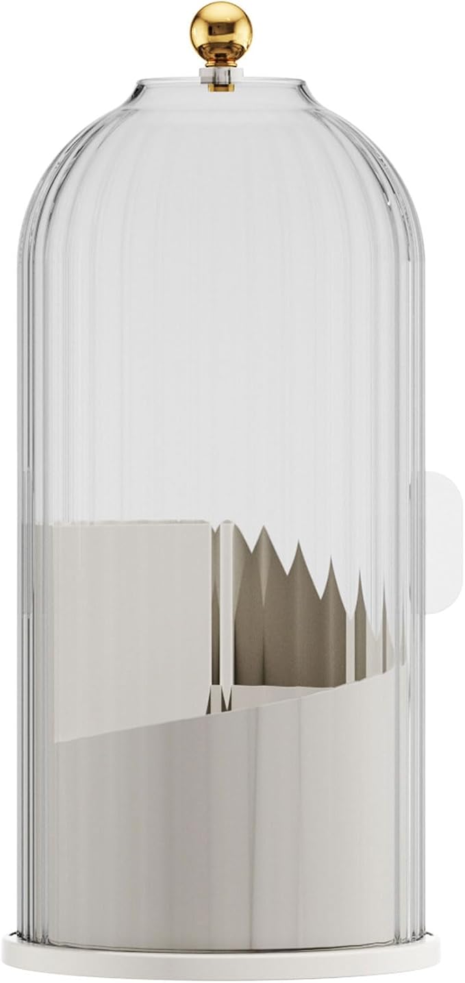 Makeup Brush Holder with Lid 360 Rotating Clear Dustproof Make Up Organizers for Vanity Bathroom Countertop, Transparent
