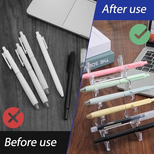 salbsever 4 Pack Pen Stand Display, Acrylic Brush Holder Clear Pen Holder 6-slots Display Stand for Makeup Brushes, Nail Brushes, Home Office Use