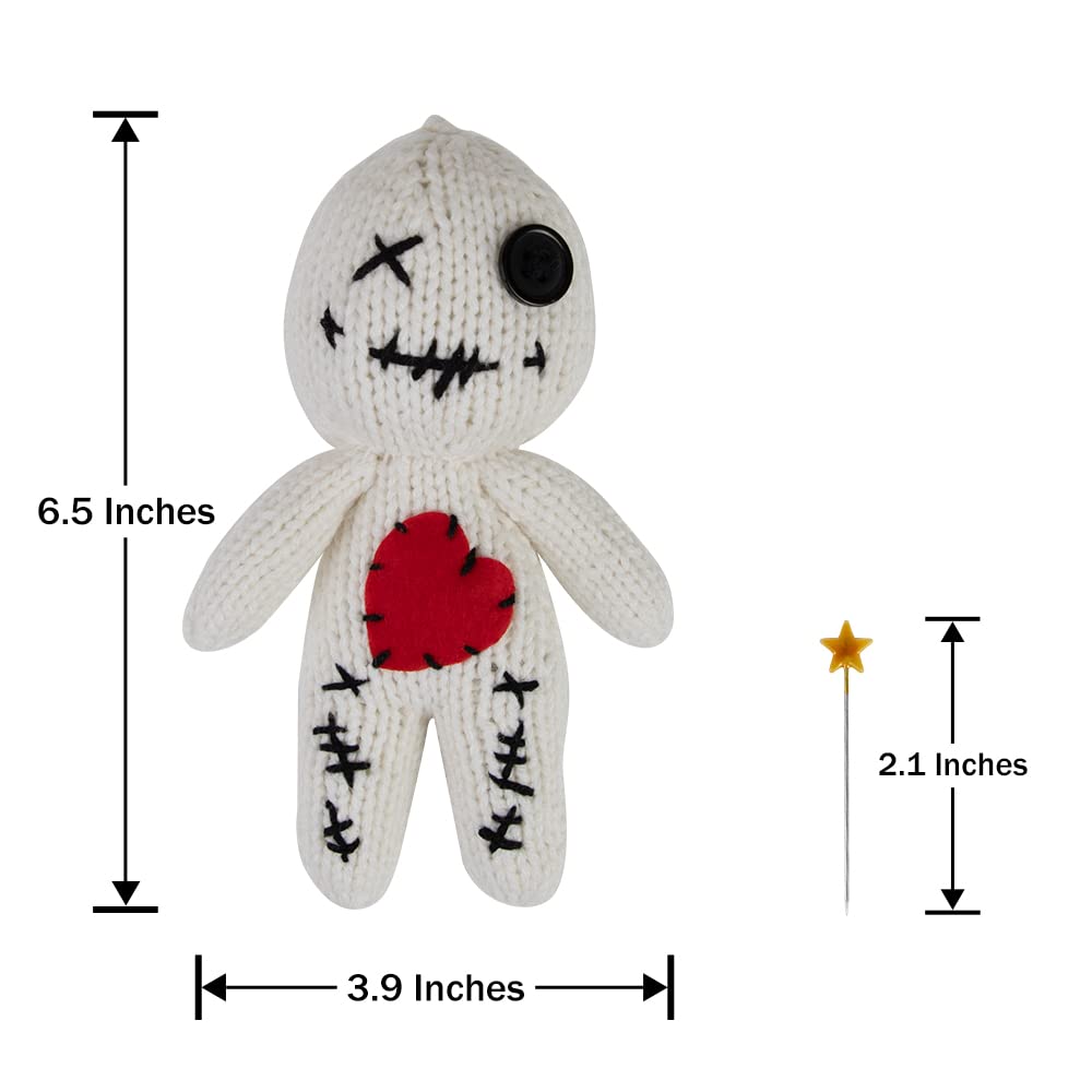 PATYGR 19 Pcs Voodoo Dolls Set with Creepy Doll Halloween Scray Ghost Plush Pin Holder Horror Unique Funny Christmas Ornaments Fidget Toys Gift(Knitwear,White)