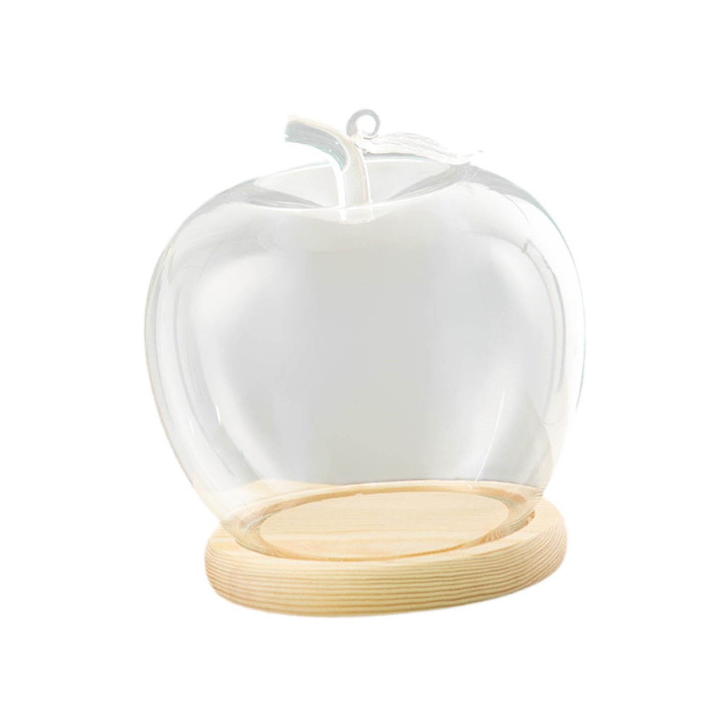 Clear Glass Dome Jar with Wooden Base Decorative DIY Flower Craft Tabletop Display Dia 3.5inch for Home Decor Valentine's Day, Beige