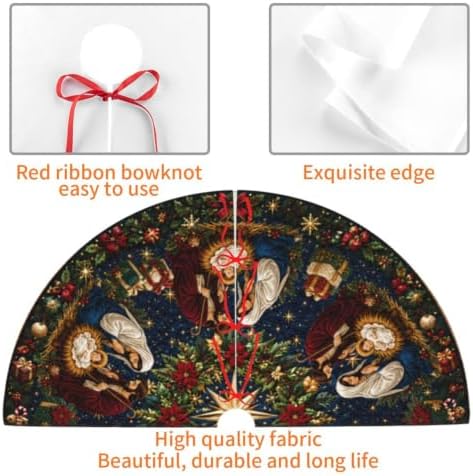 Baby Brith Christmas Tree Skirt Xmas Tree Skirt, Winter Christmas Tree Mat for Home Party Holiday Indoor Outdoor Decorations